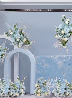 款蓝道色礼场景装饰仿新真花艺绢花婚庆花婚球路76867引具酒店橱