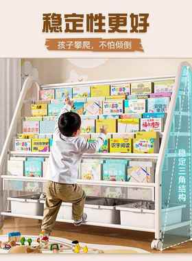儿童书架落地置纳架家用阅读区绘本架多层HOC玩物架具收简易宝宝