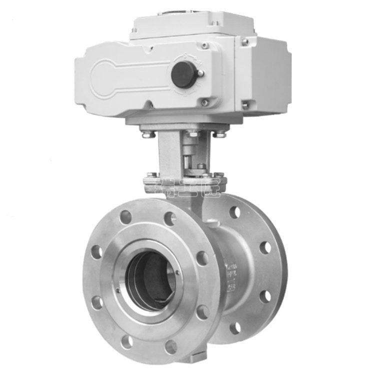 深圳电动V型法兰球阀VQ97H/F电4V型TNS调节高温纸阀浆颗动粒切断