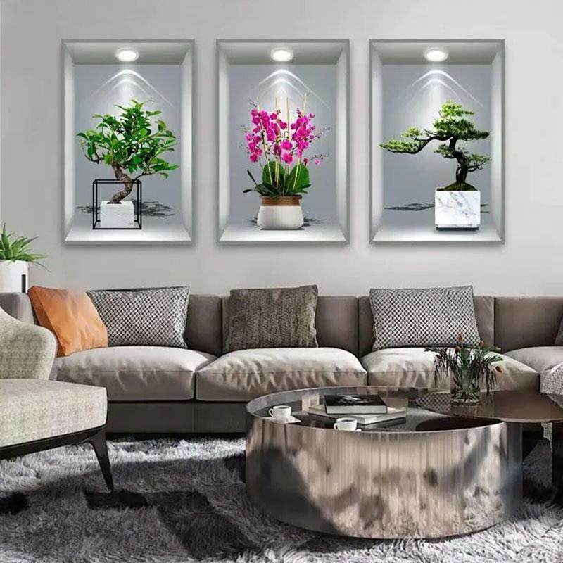 3D立体效果盆栽自粘画加厚客厅墙贴纸楼梯装饰画纸餐厅墙贴画中式,个性定制/设计服务/DIY,写真/海报印制,淘宝优惠券,粉丝福利购,淘宝优惠卷