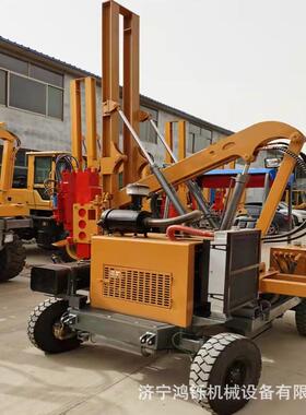 马路护栏打桩机混凝土方管钻孔打桩机护栏打拔一体机