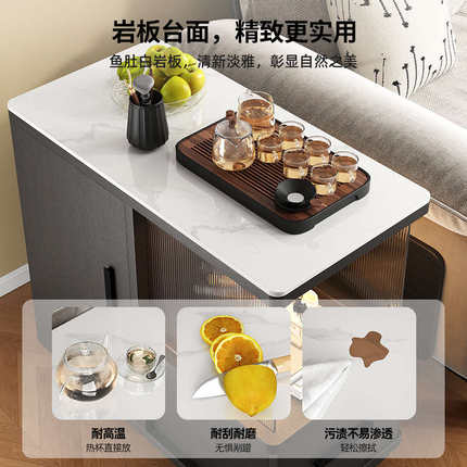 可移动茶几沙发边柜客厅零食小推车置物架带轮2024新款高级感茶台