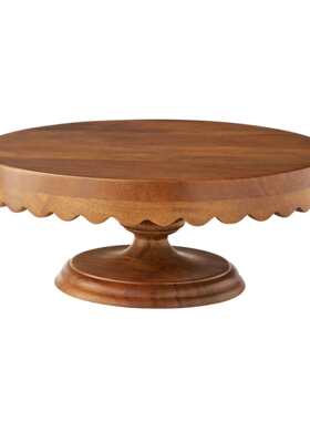 跨境新款The Pioneer Woman Scallop Acacia Wood Cake Stand果盘