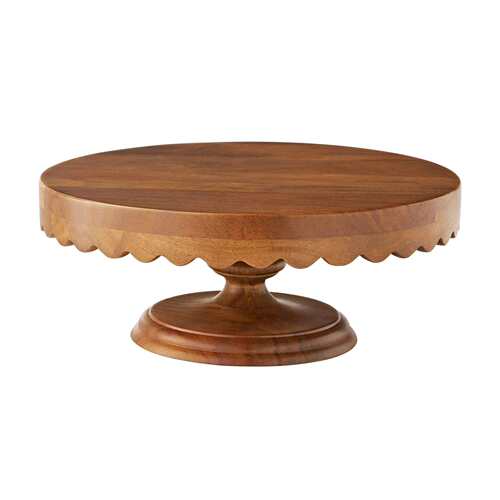 跨境新款The Pioneer Woman Scallop Acacia Wood Cake Stand果盘