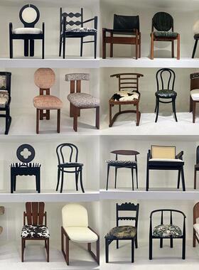 chair白蜡木餐椅设计师款家用靠背椅法式覆古实木餐椅中古风椅子