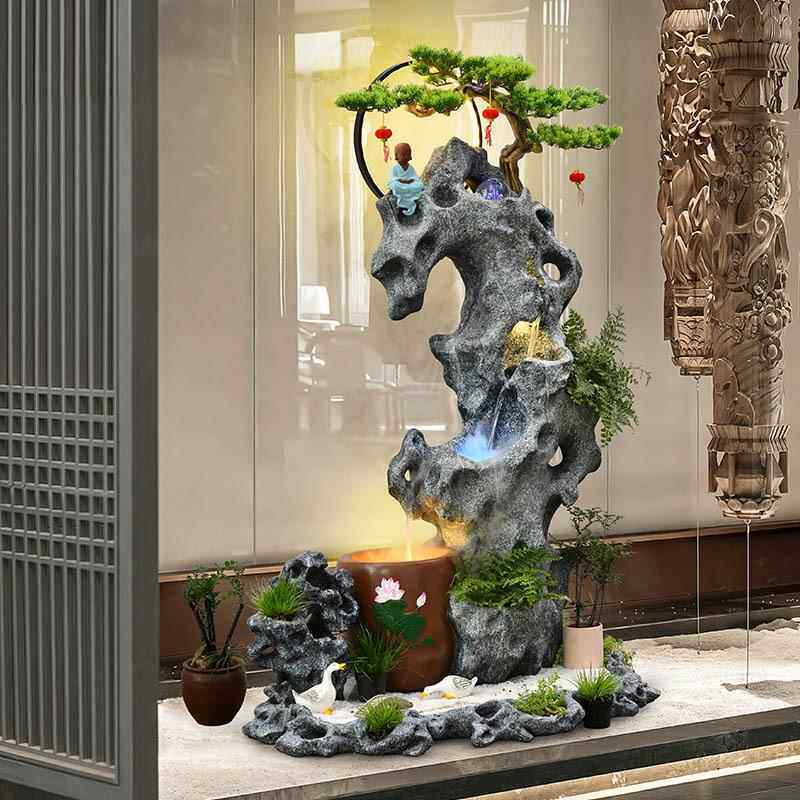 大型花园庭院装饰鱼池地假山WKU水摆件喷流泉公瀑司阳台鱼缸布落