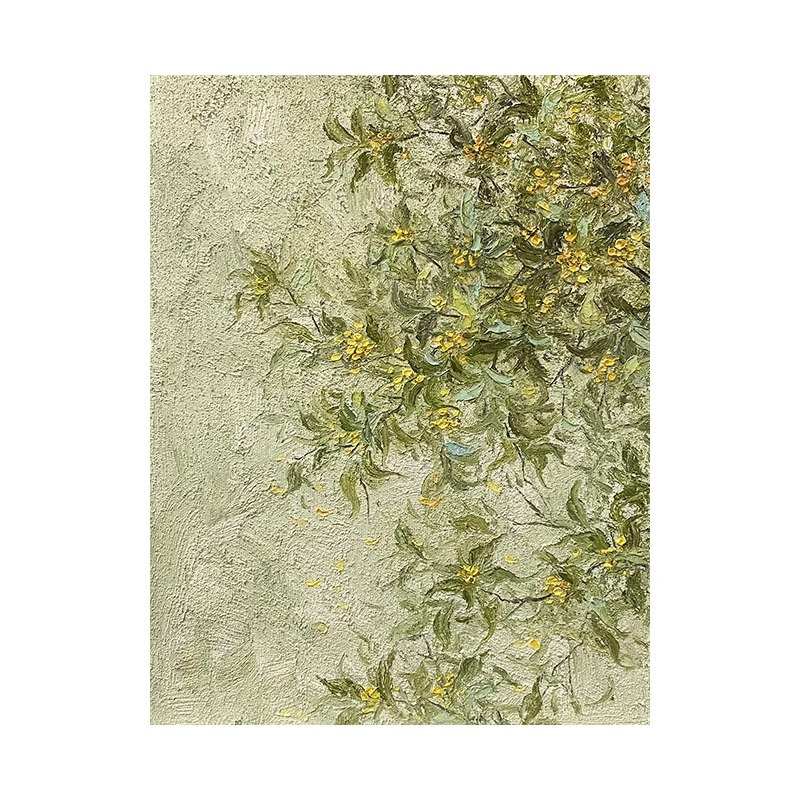 桂花纯手绘油画客厅装饰画绿植花卉玄关挂画手工丙烯石英砂肌理画图片