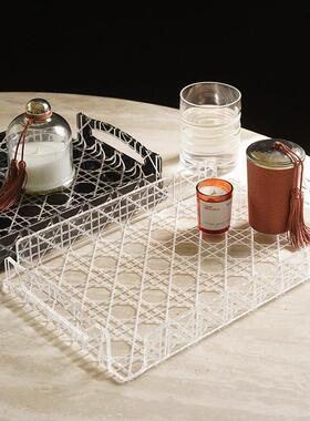 ladylike 法式菱格托 托盘长方形 果盘家用客厅茶几桌面收纳轻奢