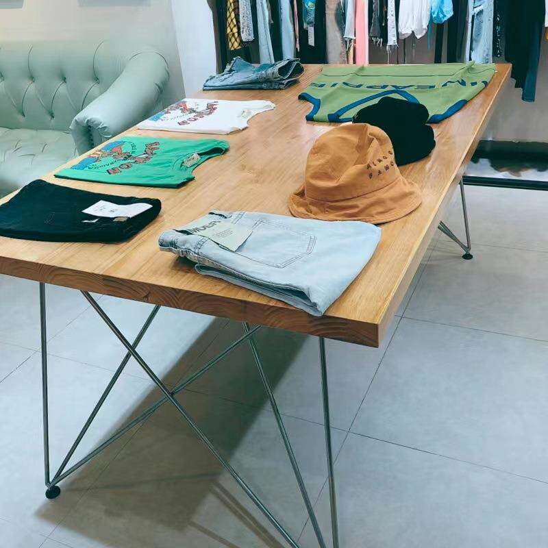 欧服装店子中间摆中岛北实木展示放桌简237约长方形流桌水台展示