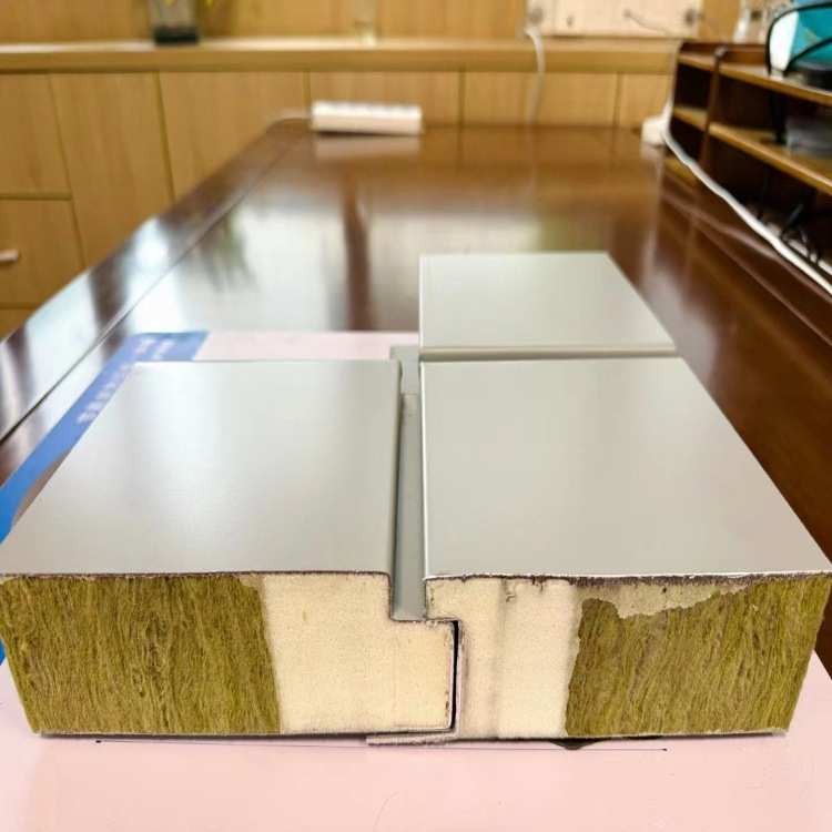 板面聚氨酯四面金属一体保温铝合金边企口冷库厂家岩棉封外墙板