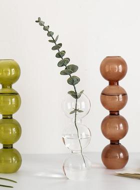 薇荨家居韩国泡泡玻璃花瓶水培球形小众花器家具装饰摆件摄影道具