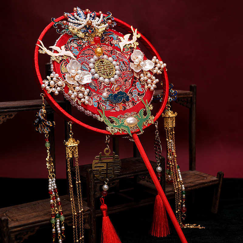 团扇古风 新娘秀禾结婚礼中国秀禾服扇子中式DIY