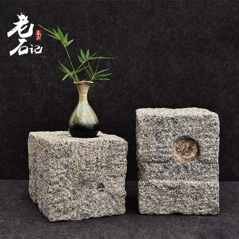 老石墩雕花门墩石基地老古色古香庭院石桥墩明清上马石青石覆古门