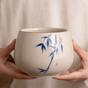 陶瓷杯洗水盂大容量笔洗办公室茶渣缸废水桶茶具配件 茶洗家用中式