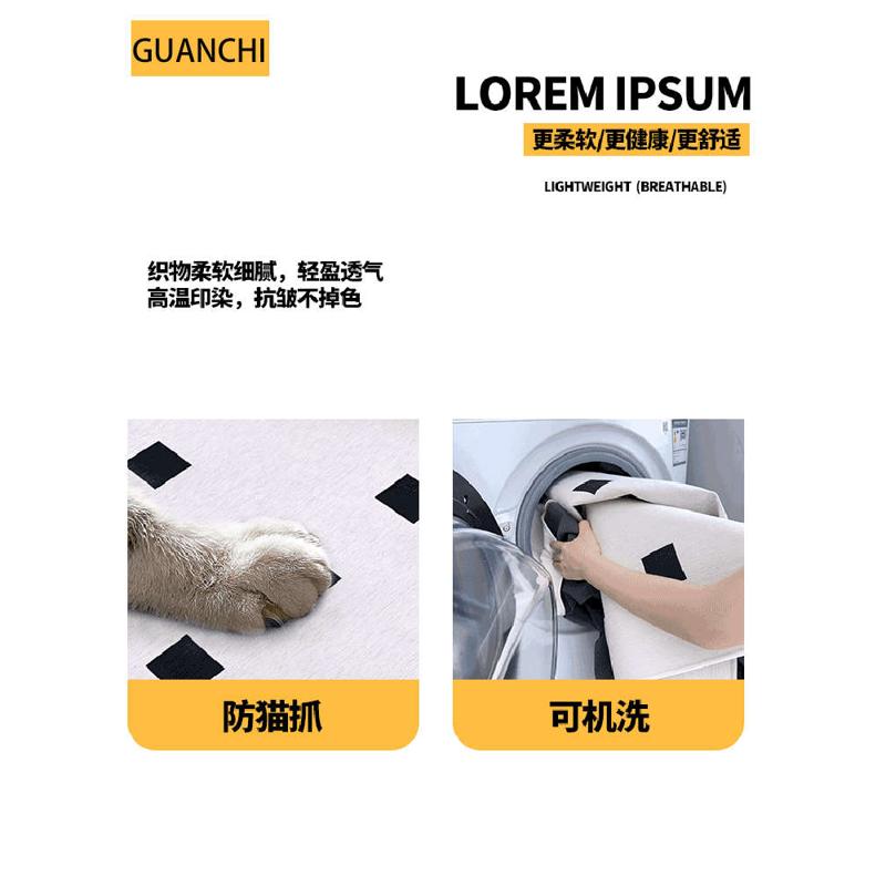 客厅地毯奶油风双层可拆洗可机洗地毯春季高级卧室地毯沙发茶几垫