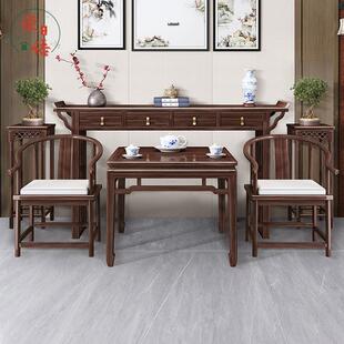 乌金木新中式全实木中堂六件套八仙桌条案供桌农村堂屋香案台神台