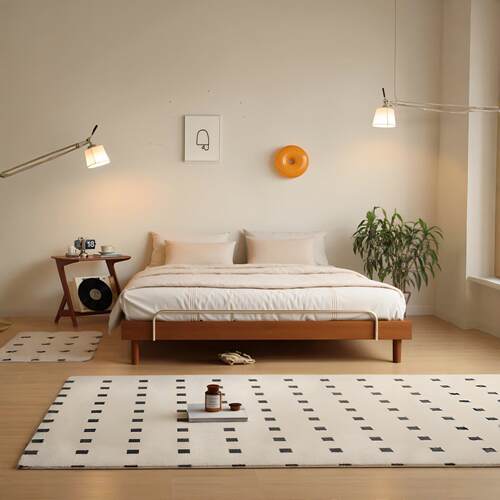 法式覆古全实木床小户型卧室榻榻米矮床中古民宿无床头1米8双人床