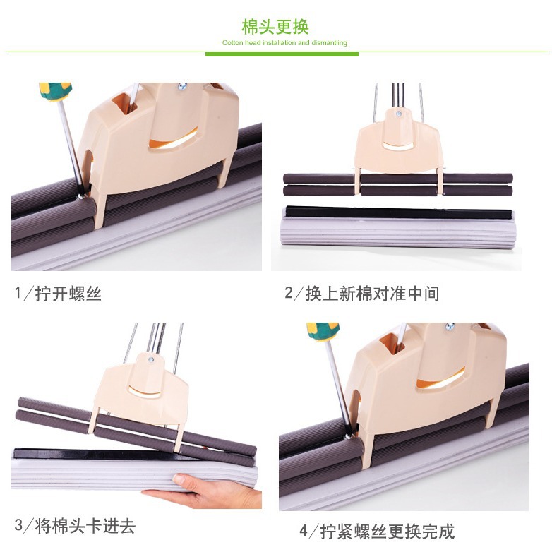 家吸用懒胶套棉拖把584滚轮拖把免手洗海绵拖把水地人拖拖布装