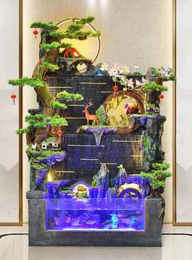 造大型假山流水喷泉件IPO摆客厅鱼缸循环风水轮景生办公室财水景
