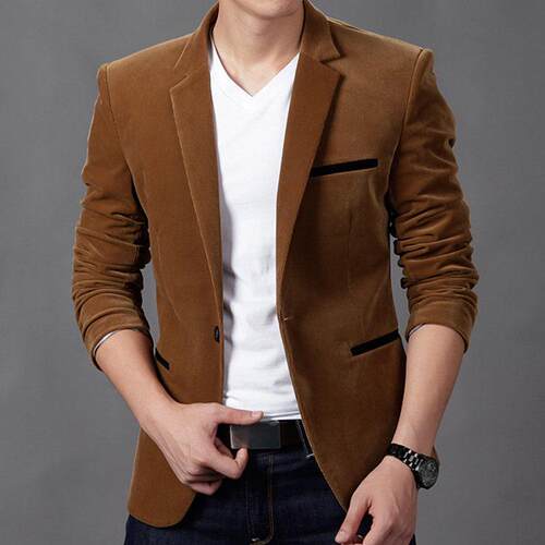 男西服korean Men one Button slim fit Suit blazer Coat Jacket