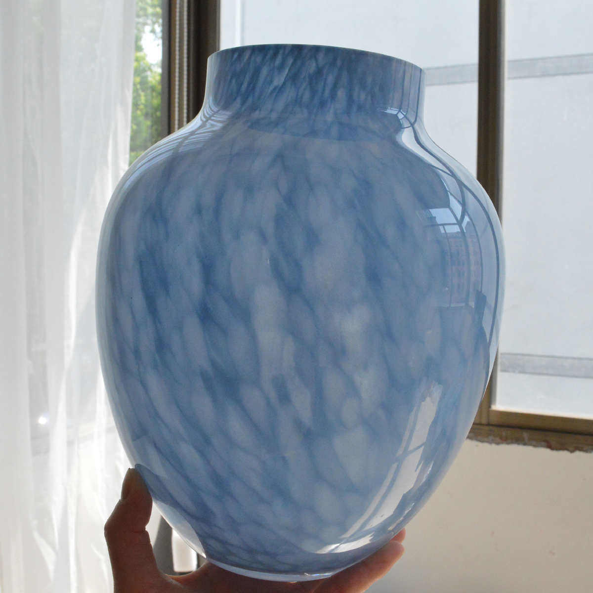 水培奢小众花琉璃客厅摆件蓝色感花瓶轻云雾器复古中古风玻璃