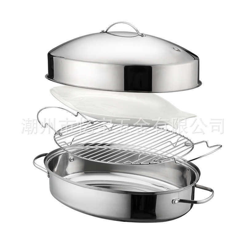 430食品级加厚不锈钢蒸锅家商用蒸鱼锅汤蒸锅椭圆清蒸锅炊具锅具