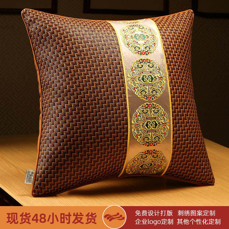 夏季藤席抱枕沙发客厅靠枕套夏天款不含芯办公室腰靠垫床头靠背垫