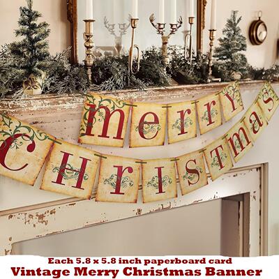 Vintage Merry Christmas Banner Christmas Decorations Decor