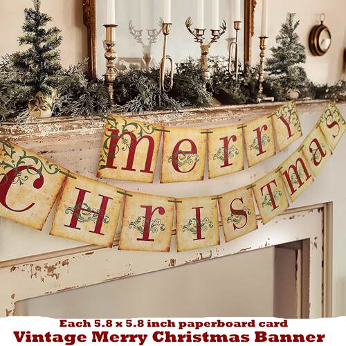 Vintage Merry Christmas Banner Christmas Decorations Decor