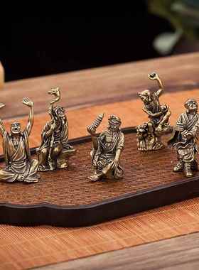 黄铜十八罗汉摆件整套纯铜十八铜人摆件铜器桌面工艺品小礼品