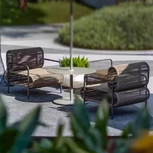 户外阳台沙发庭院店室外家花园露台藤艺铝合金卡座具休14闲藤编酒