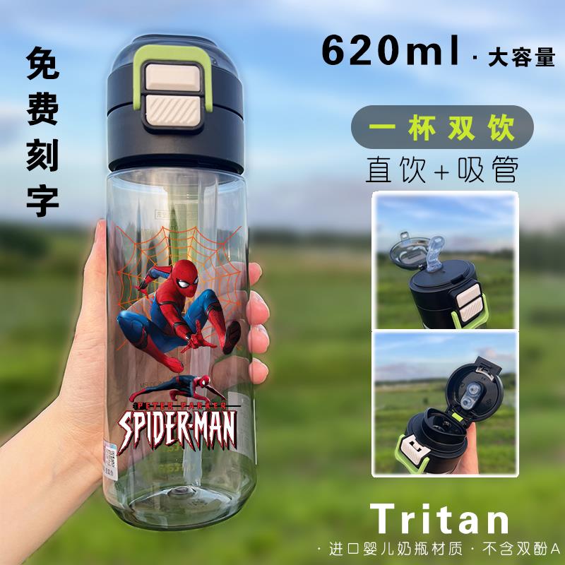 儿童水杯上学专用男孩夏天大容量防摔水壶小学生幼儿园双饮水杯