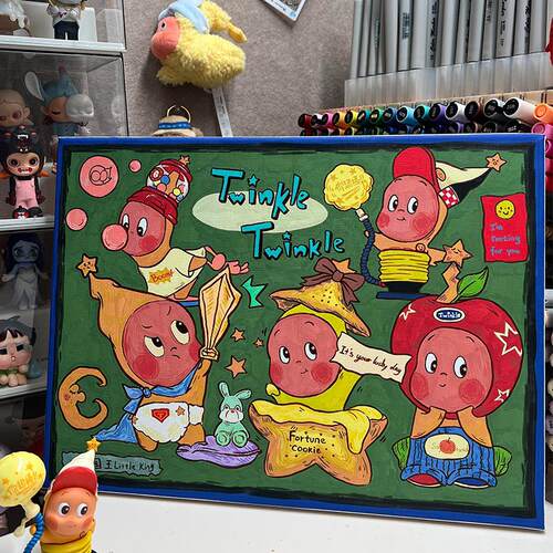 Twinkle 星星人潮流挂画泡泡玛特挂画儿童房间装饰画可爱玄关壁画