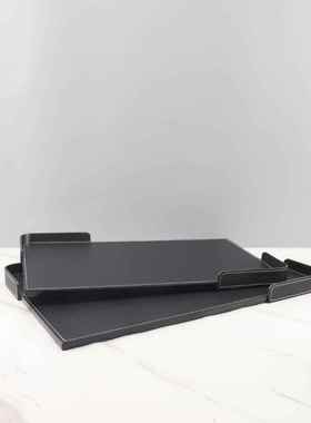 晶欧式轻奢简约水装烛台皮革托盘样板房玄0320关卧室居客厅饰品摆