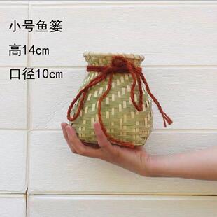 摘茶叶的篓子竹编采茶竹篓手工摘茶叶专用背篓儿童舞蹈道具小鱼篓
