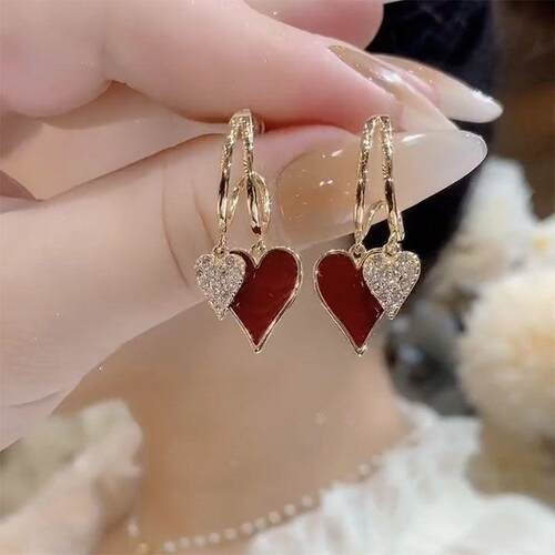 Unique heartshaped pendant earringsplated with 925 silver