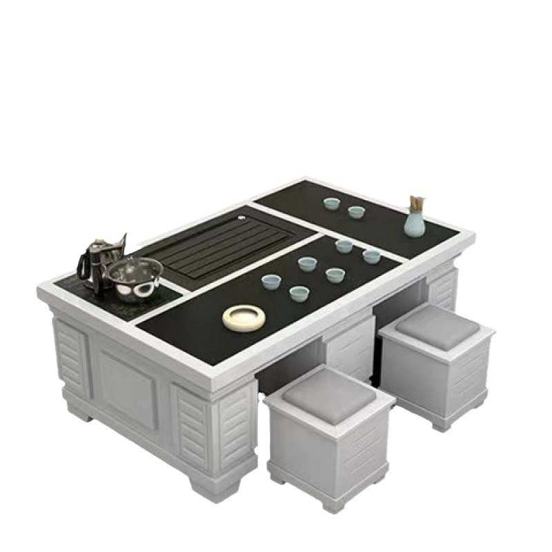 功夫茶几现代简约火烧石多功能茶桌组合办公家用茶台客厅实木茶几