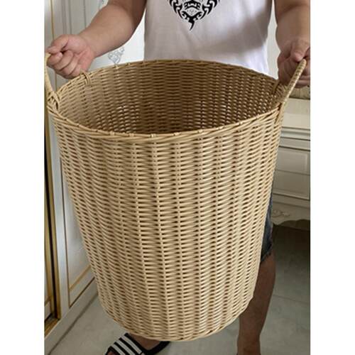 茶花官方脏衣服收纳筐仿藤编脏衣篮洗衣篮装放换洗衣服塑料篓子桶