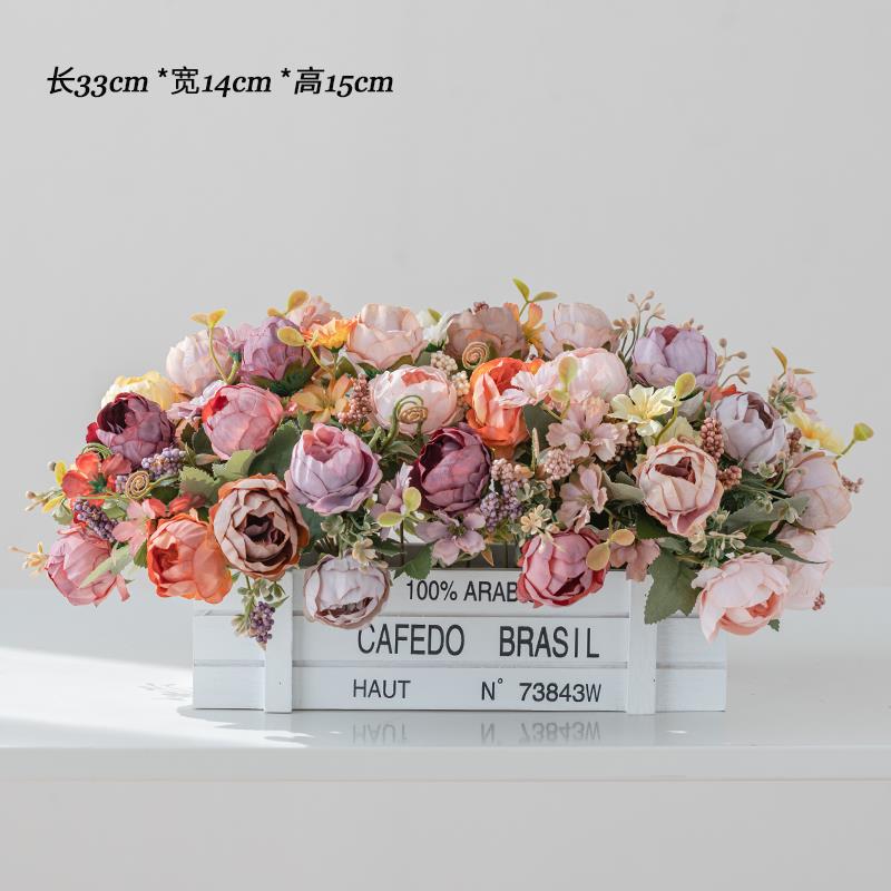 高档30m栏彷真花插花假花摆设玫瑰花装饰花摆件栅花艺客厅c餐花桌