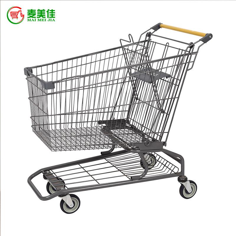 供应60L美式轻型超市专用购物车常规款美式购物手推车厂家直销