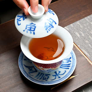 高档羊脂玉茶具轻奢送礼盖碗白瓷茶具家用 中国白手绘茶具套装