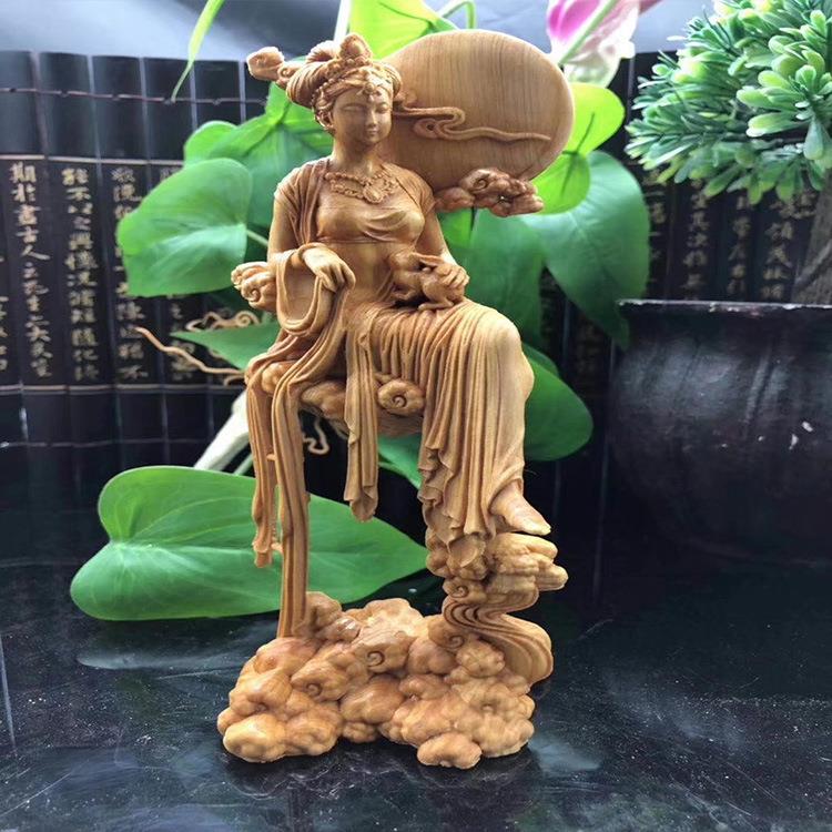 崖柏根雕仙子摆件木质工艺品 居家木制饰品雕刻摆件