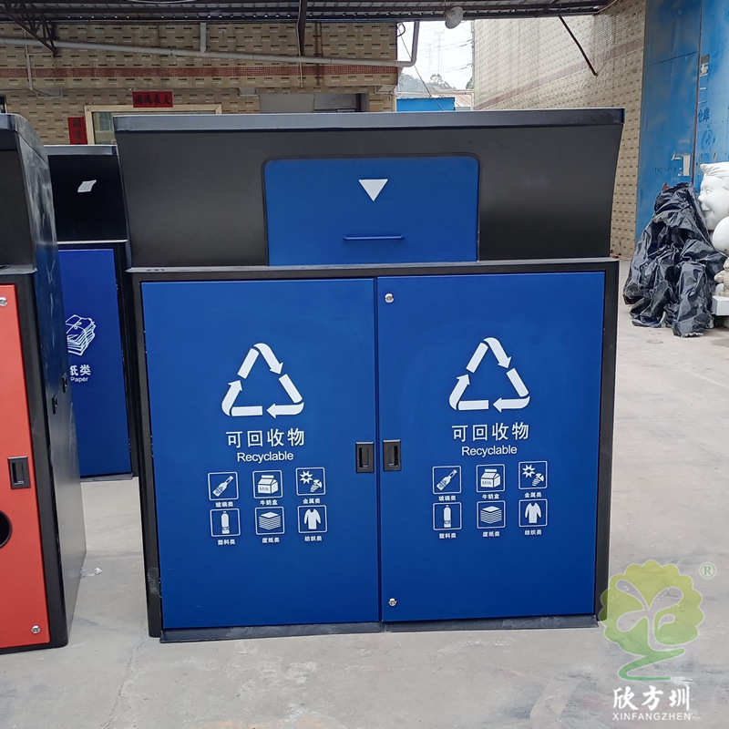 深圳城市更新城中村标准不锈钢分类垃圾桶组合密闭箱分类亭单桶款