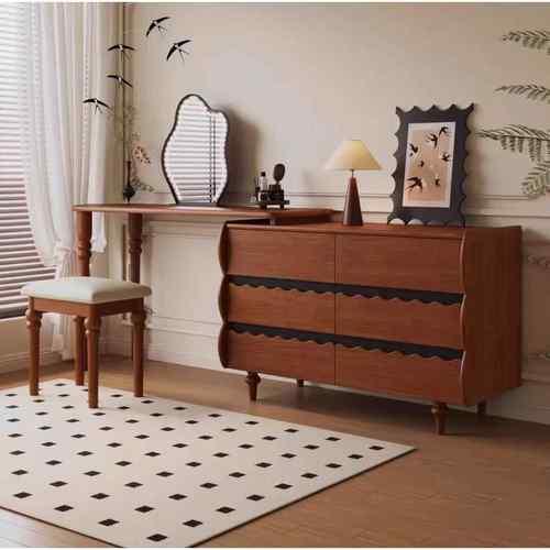 中古风实YNC木伸缩体梳小妆台户型古法式复转角书桌斗柜一储物化