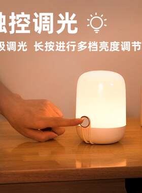 创意手提小夜灯卧室家用儿童七彩氛围无极调光触摸睡眠床头台灯