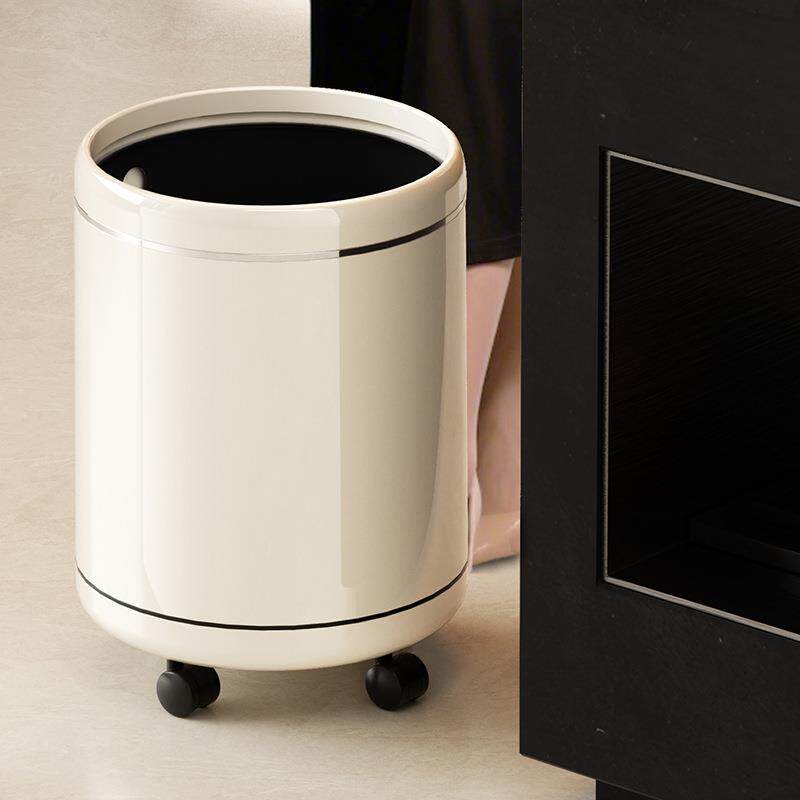 客厅垃圾桶家用高级感大容量厕所卫生间带轮高颜值纸篓收纳桶