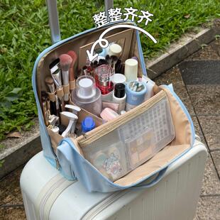 站立式化妆包带镜子可立式化妆包女大容量便携式可挂行李箱旅行手