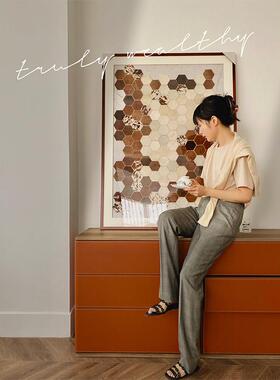 “祝你富有”铜钱真奶牛皮装裱立体工艺装饰画客厅沙发玄关装饰画