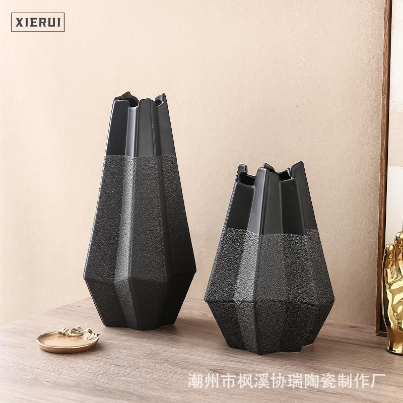 北欧创意陶瓷花瓶摆件异形不规则工业风客厅玄关电视柜样板房装饰