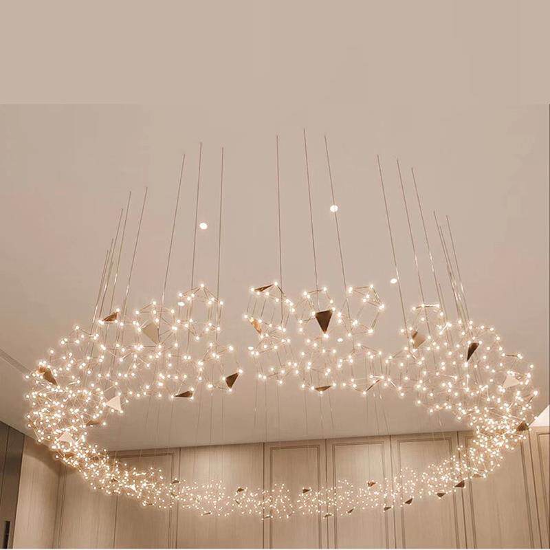 餐厅大堂吊灯创意基因设计师北欧简约长条岛台吧台灯萤火虫吊灯